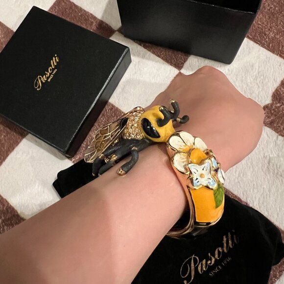 Pasotti Bijoux Bee Bracelet - Enamel and Swarovski Crystals - MADE IN ITALY - Picture 1 of 6